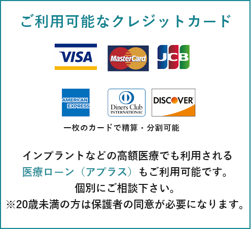 クレジットカード・医療ローンの利用可能